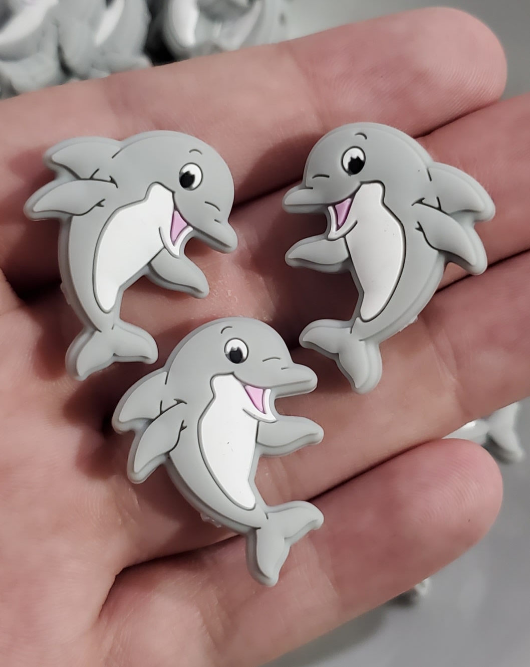 Croc Charm Buttons - Dolphin with Bling