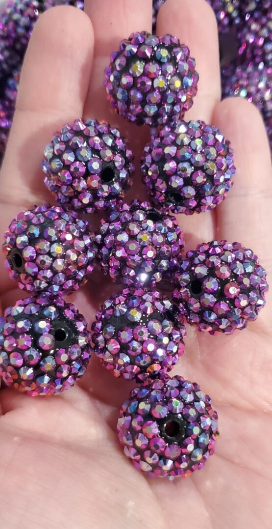 *Purple Chameleon Rhinestone 20MM Bead (D-5) - Image 2