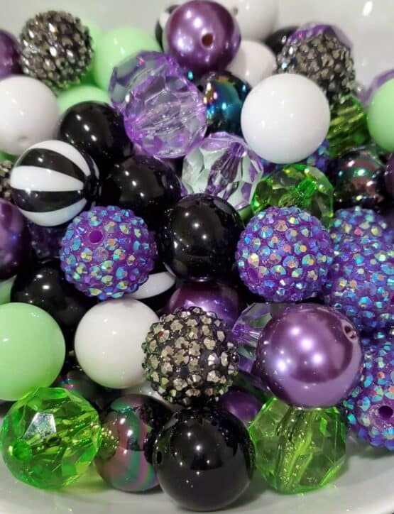 *Black/Purple 20MM Bead Mix (w/stripe) (U-5)