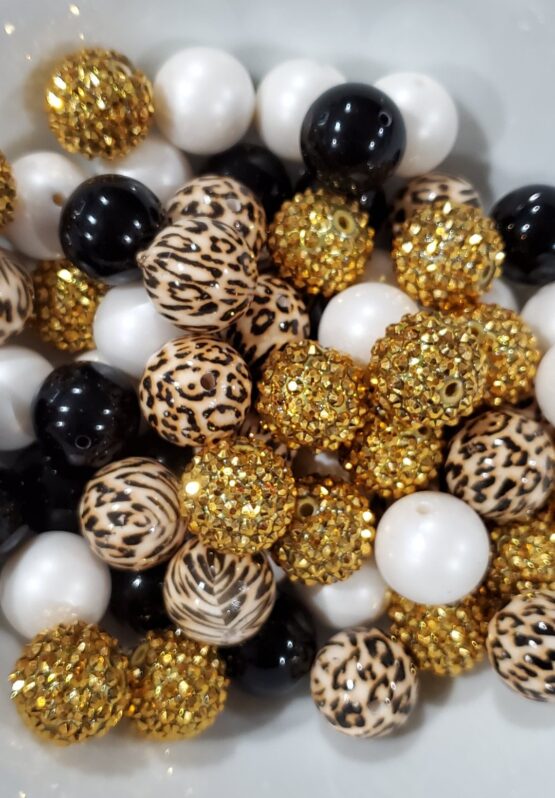 *Leopard/Gold 20MM Beads Mix (U-2)