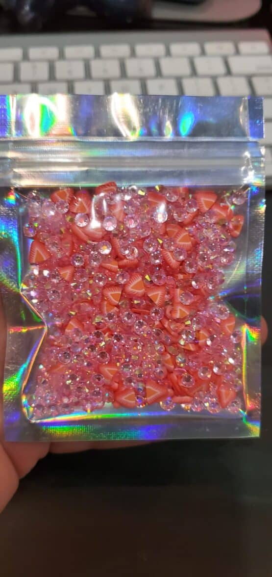 *LT Pink Rhinestone and Strawberry Slices (48-D) - Image 7