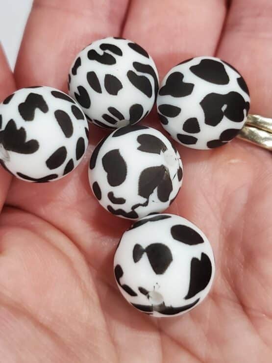 *Cow Print 12MM & 15MM Silicone Beads - Image 2