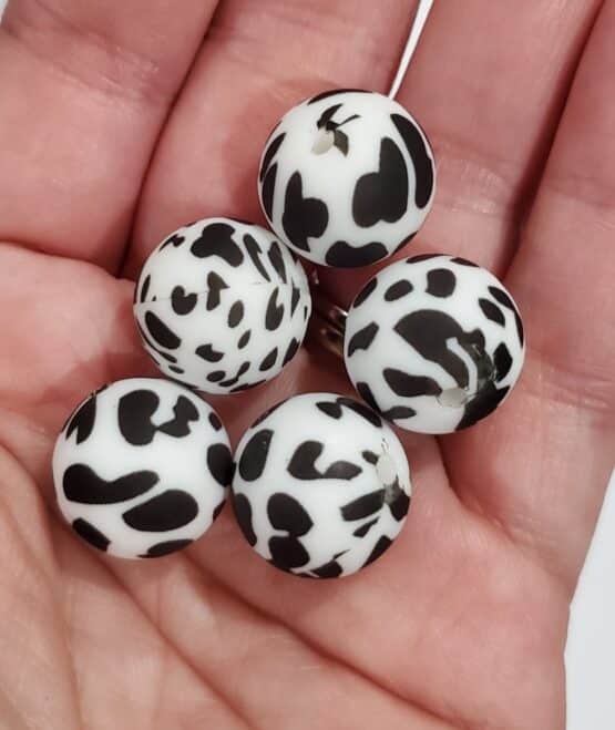 *Cow Print 12MM & 15MM Silicone Beads