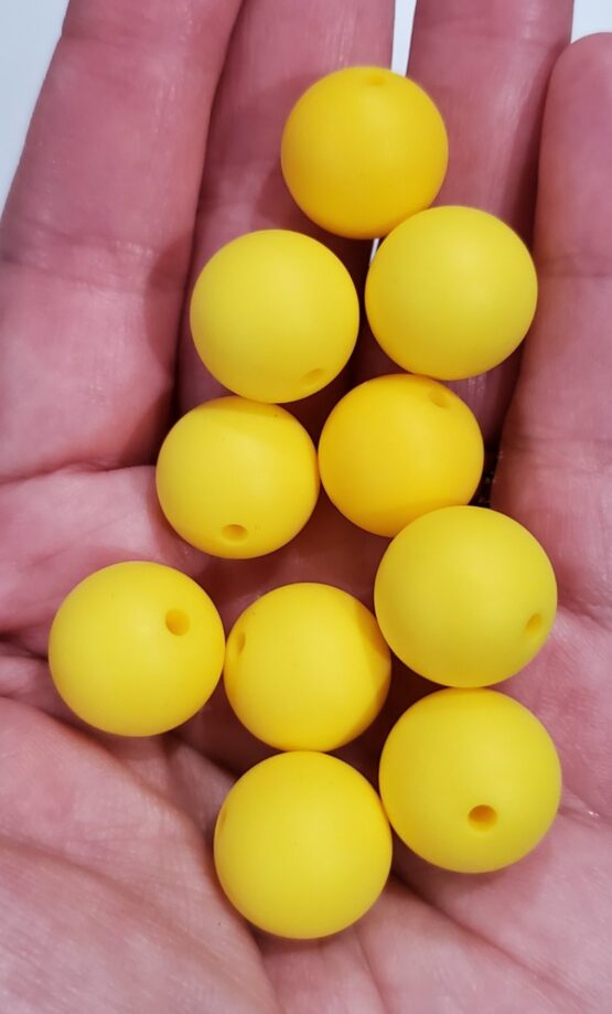 *Yellow 15mm Silicone Beads (28-E)