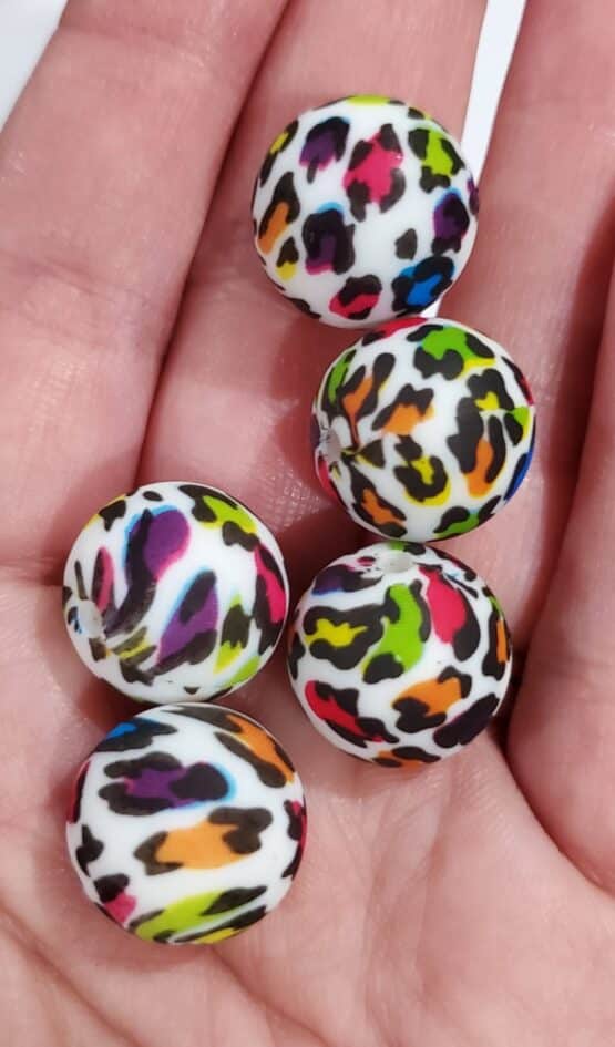 *Colorful Leopard 15MM Silicone Bead (24-A)