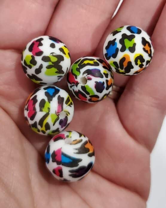 *Colorful Leopard 15MM Silicone Bead (24-A) - Image 2