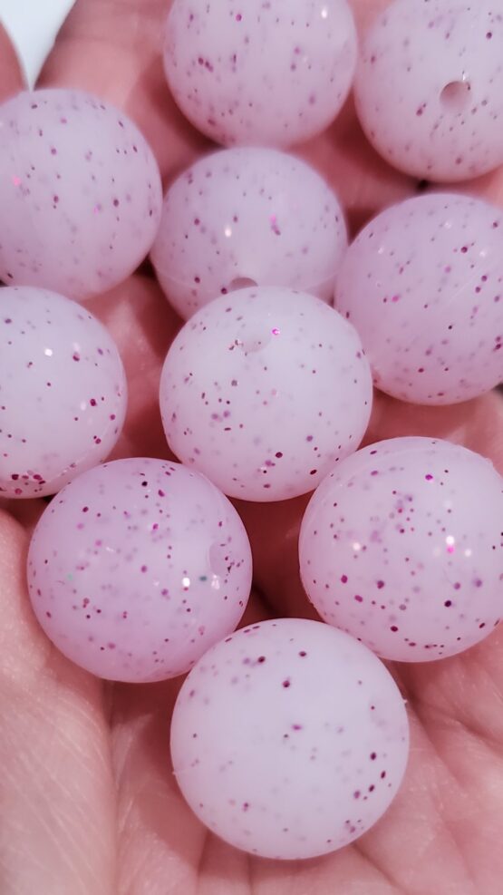 *Lilac/Pink Glitter 15MM Beads (E-5)