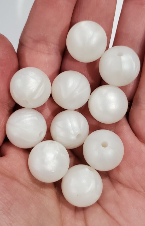 *Pearl White 15MM Silicone Beads (27-D)