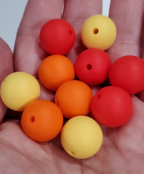 *Yellow, Orange and Red 15MM Silicone Beads (27-F)