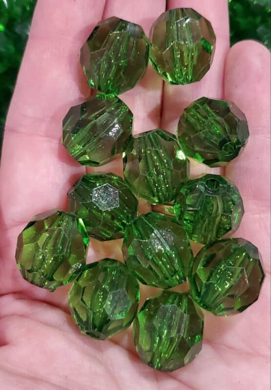 *Transparent Green 16MM Faceted Beads (T-4)