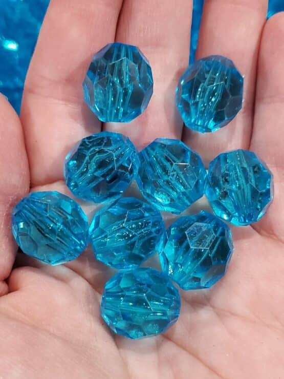 *Transparent Aqua 16MM Faceted Beads (T-5)