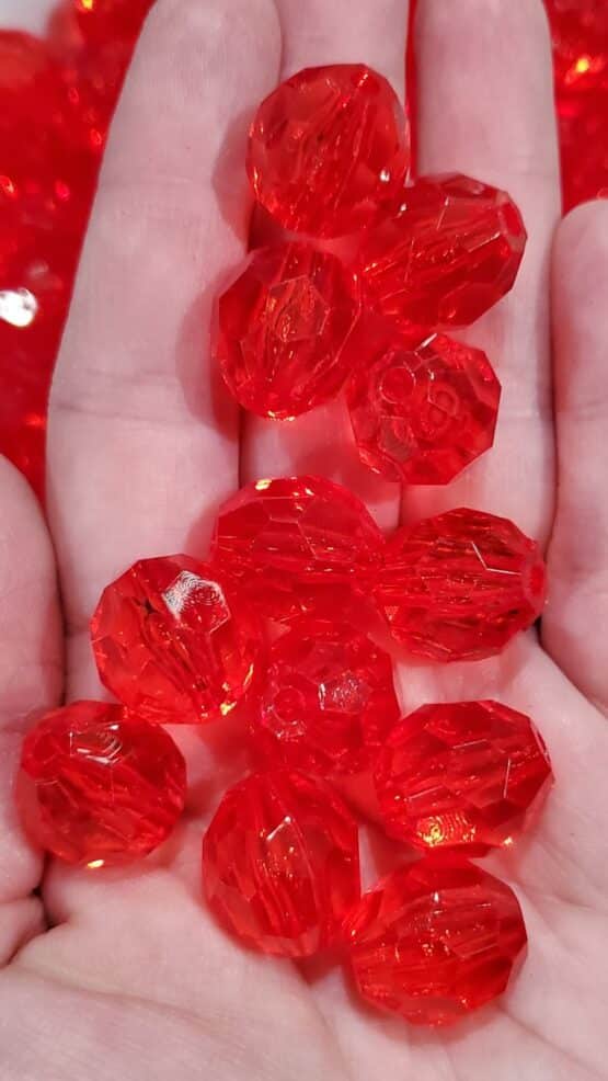 *Transparent Red 16MM Faceted Beads (T-6)