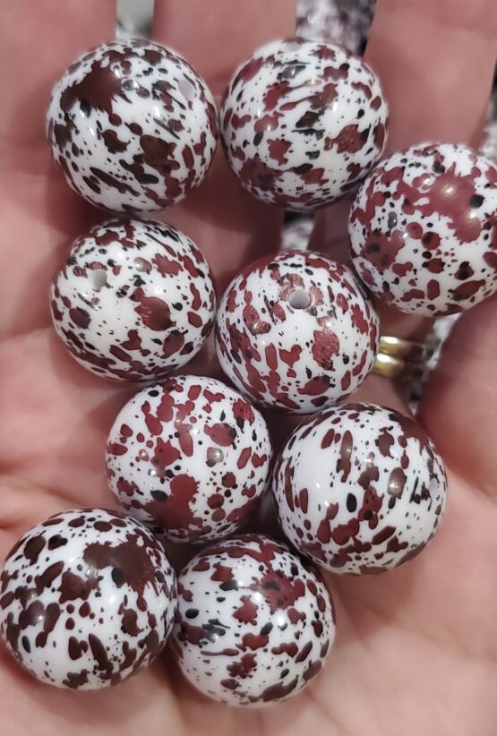 *Maroon & Black Splatter 20MM Bead (R-3)