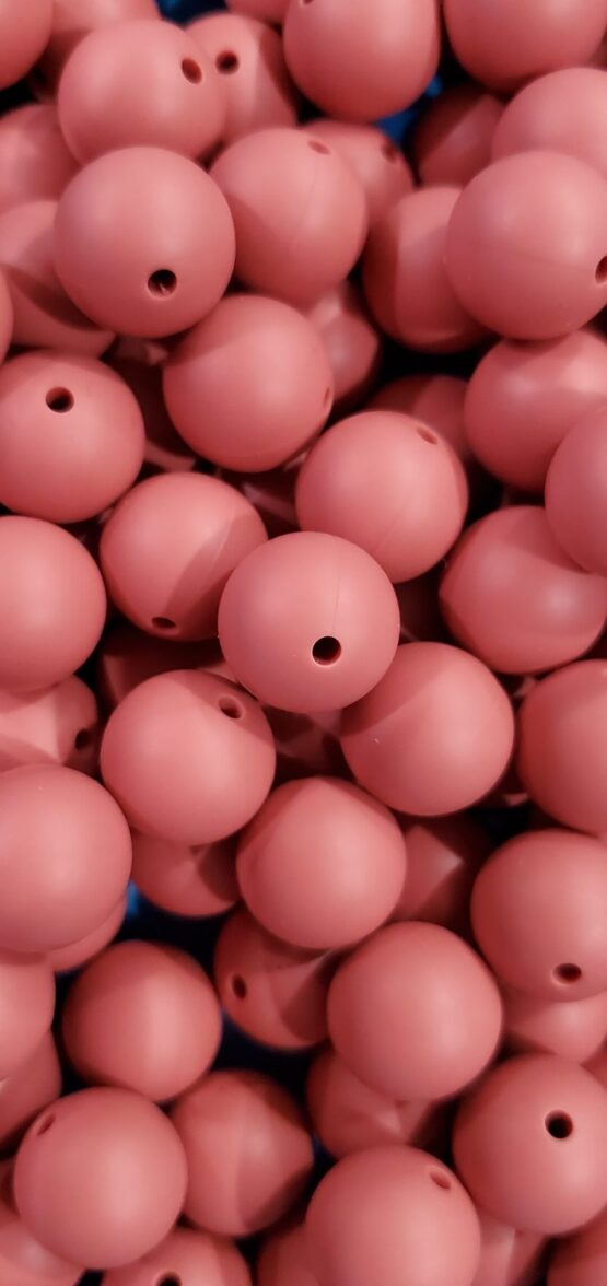 *Dark Blush 15MM Silicone Bead (E-2)