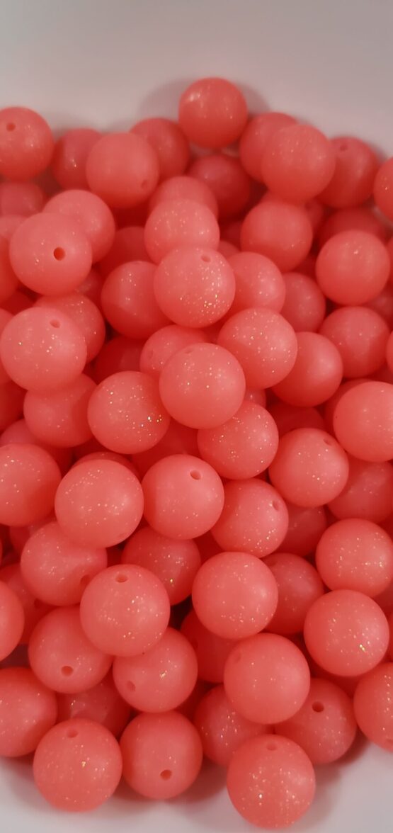 *LT Red 15MM w/Glitter Silicone Bead (27-A)