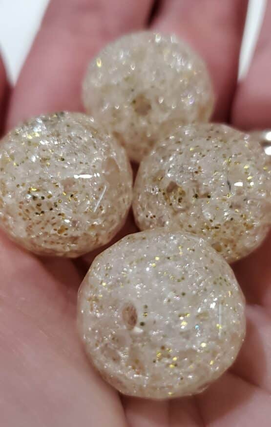 *Crackle w/gold Glitter Faceted 19MM Beads (T-5)