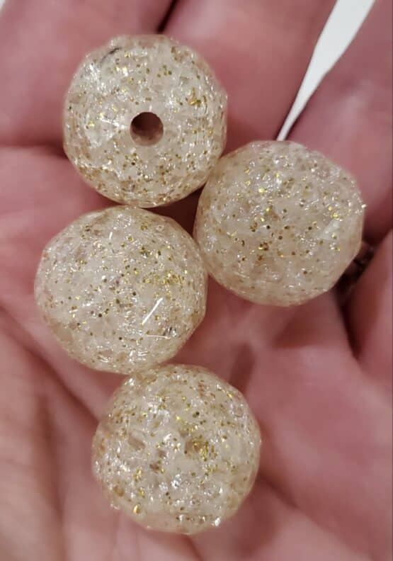 *Crackle w/gold Glitter Faceted 19MM Beads (T-5) - Image 2