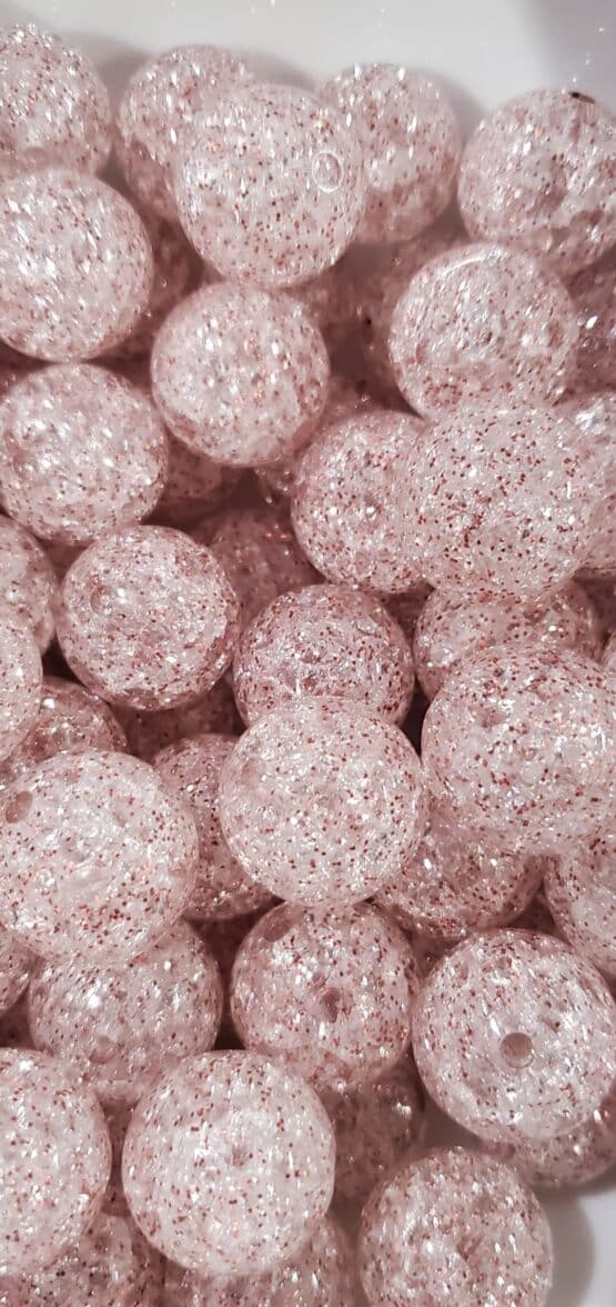 *Crackle w/pink Glitter 20MM Bead (T-2)