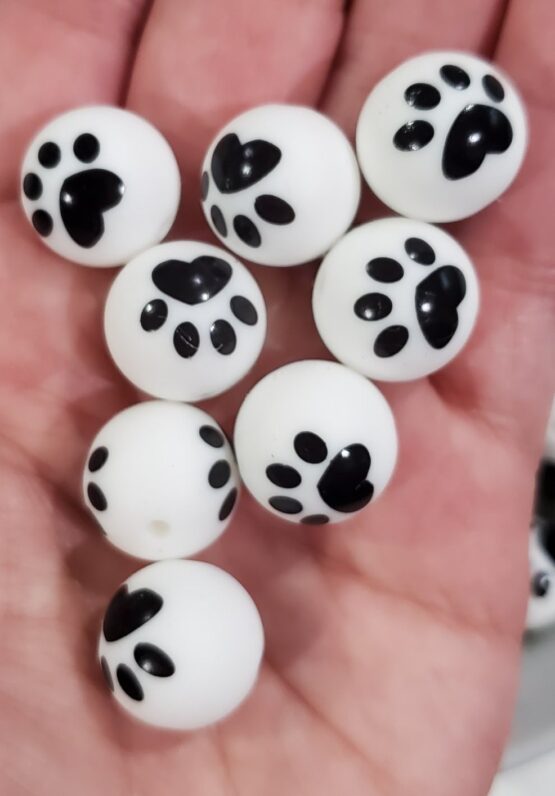 *Paw Print 15MM Silicone Bead (24-C)