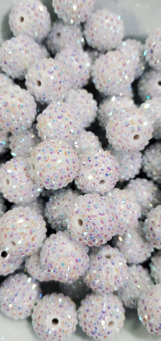 *White AB Rhinestone 20MM Chunky Bead (N-1)