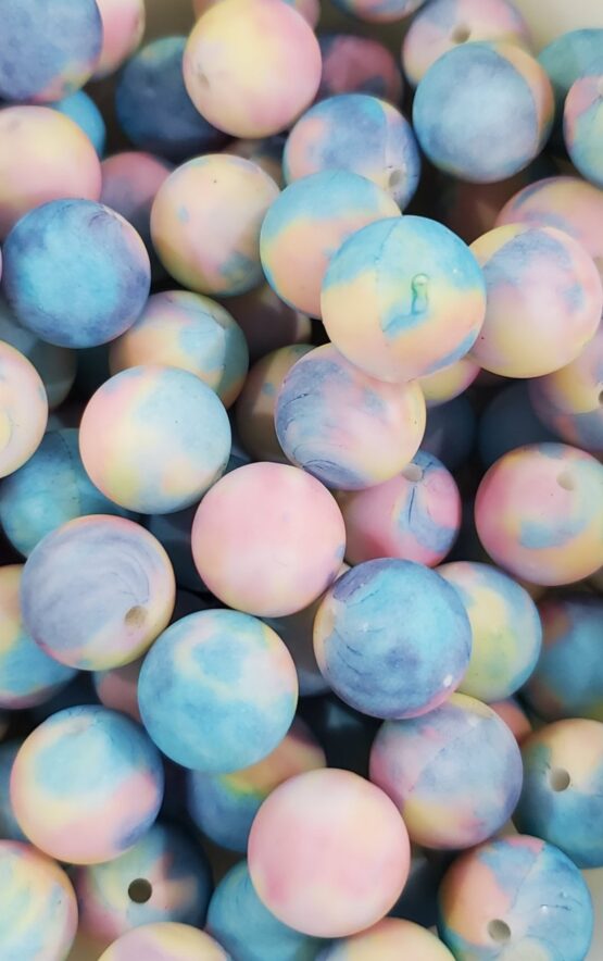 *Pastel Tie Dye 15MM Silicone Bead (23-E)