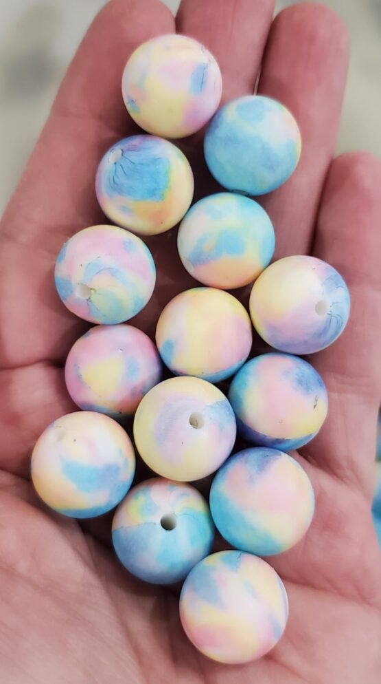 *Pastel Tie Dye 15MM Silicone Bead (23-E) - Image 2