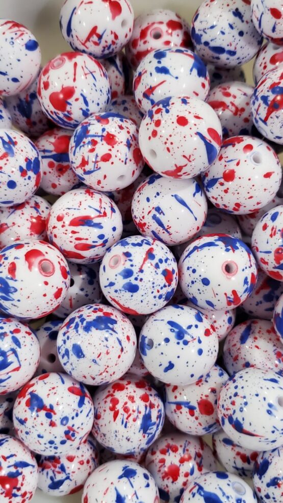 *Blue & Red Splatter 20MM Bead (S-4)