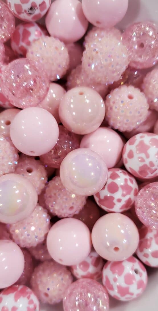 *All Pink Cow Bead 20MM Mix (4-A)