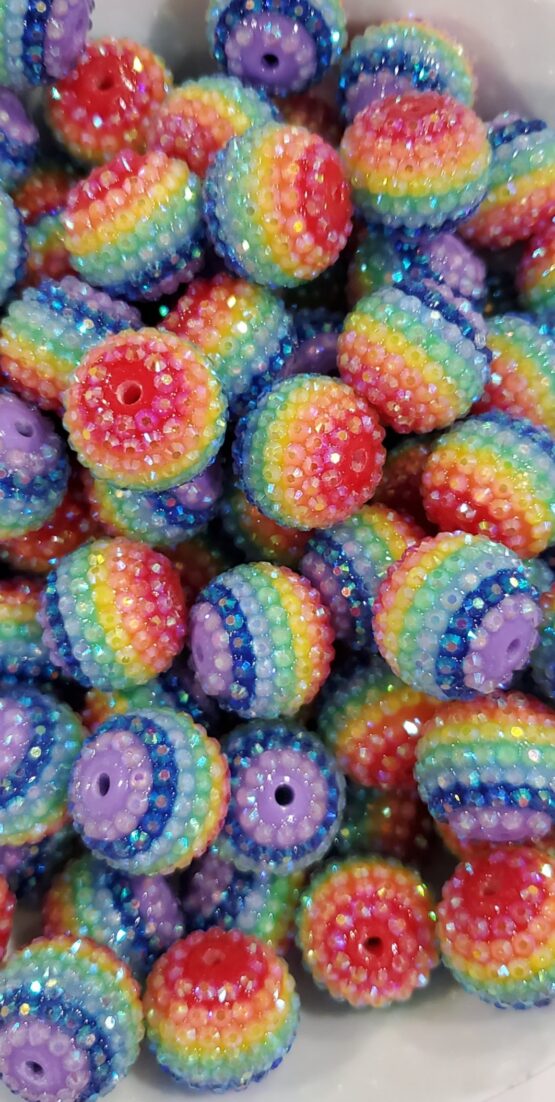 *Rainbow Rhinestone 22MM Bead (N-6)