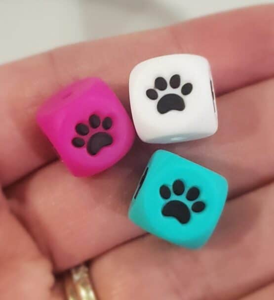 *Paw 12MM Square Silicone Beads (6 Colors)