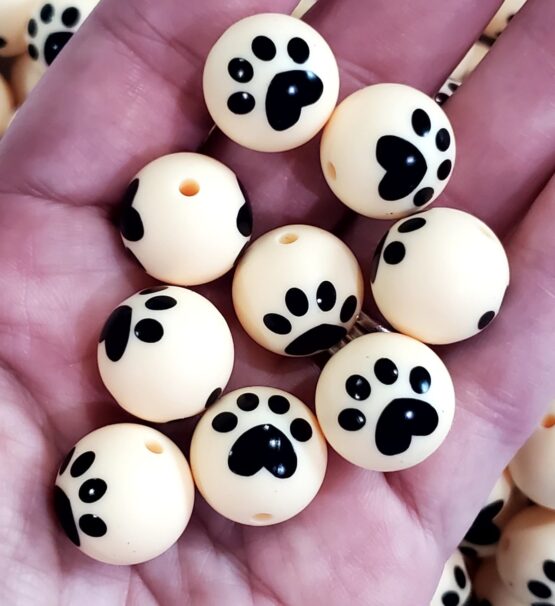 *Paw 15MM Silicone Bead (beige) (17-A) - Image 2