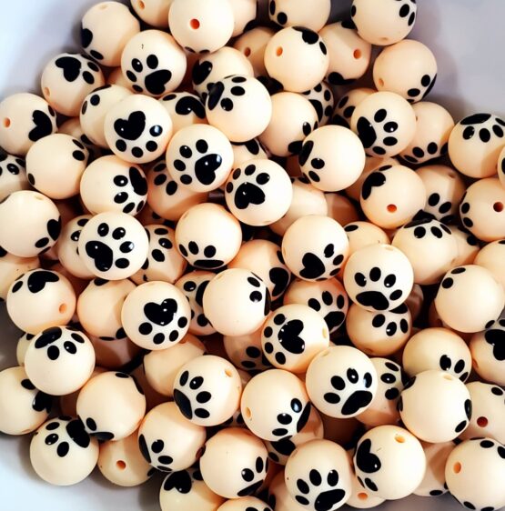 *Paw 15MM Silicone Bead (beige) (17-A)