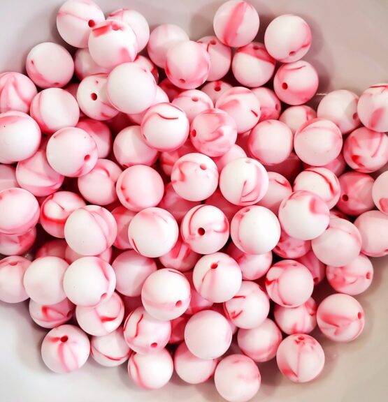 *Marble Pink 15MM Silicone Bead (17-A)