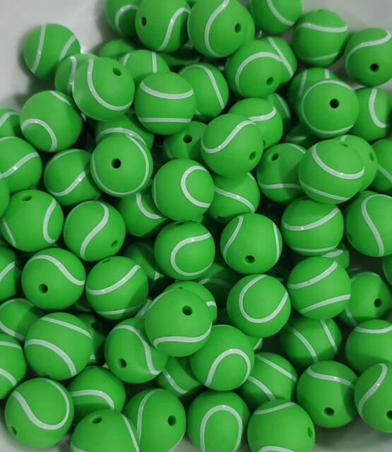 *Tennis Ball 15MM Silicone Bead (17-D)