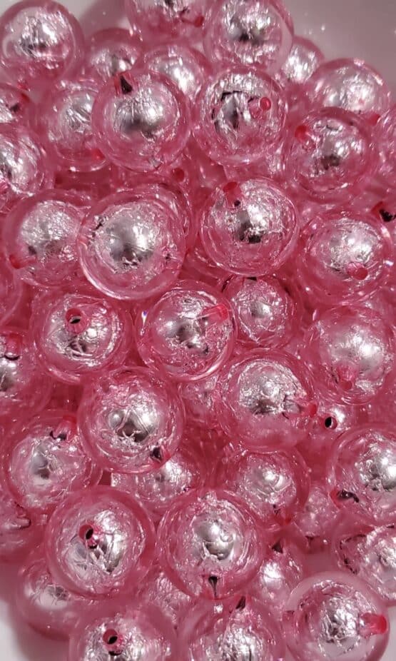 *Pink w/Silver Foil 20MM Bead (B-6)