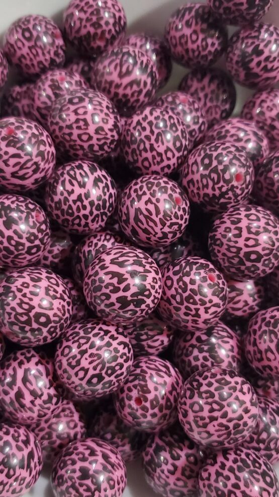 *Pink & Black Leopard 20MM Bead (B-5)