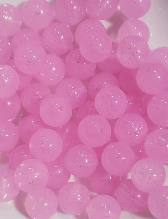 *#2 Shiny Glitter Pink 15MM Silicone Bead (28-B)