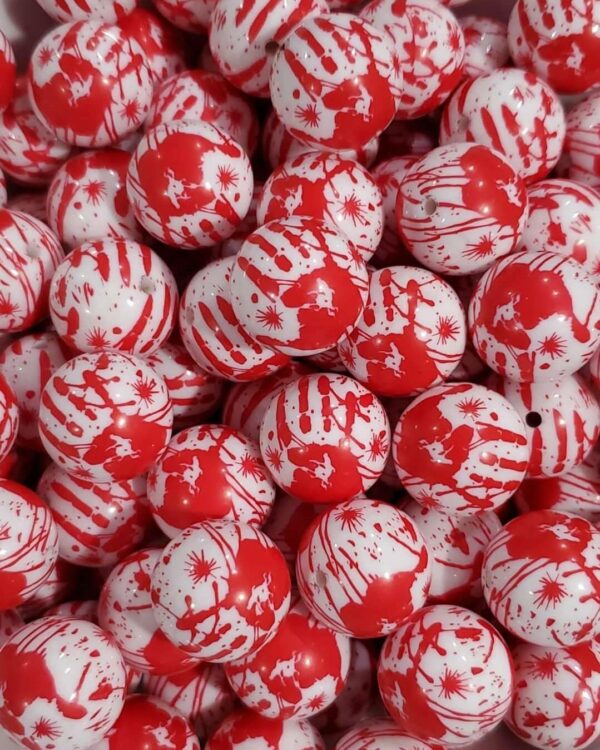 A pile of red and white candy balls.