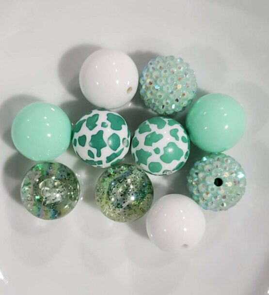 *Dark Mint Cow 20MM Bead mix (4-A)