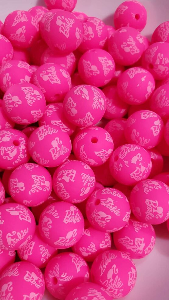 Bright Pink Barbie 15MM Silicone Bead (5-A) - Image 2